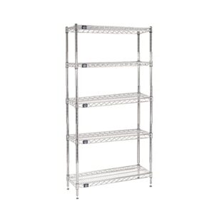 nexel - 24" x 30" x 86", 5 tier, nsf listed adjustable wire shelving, unit commercial storage rack, chrome, leveling feet