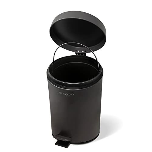 MICRODRY Round Garbage Can with Slow Close Lid, Rust-Resistant Step Trash Can with Lid and Removable Inner Trash Bin, Wastebasket for Your Kitchen or Bathroom, 1.3 Gallons / 5-Liter Capacity, Dark Grey