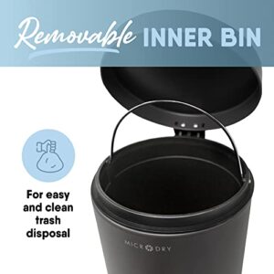 MICRODRY Round Garbage Can with Slow Close Lid, Rust-Resistant Step Trash Can with Lid and Removable Inner Trash Bin, Wastebasket for Your Kitchen or Bathroom, 1.3 Gallons / 5-Liter Capacity, Dark Grey