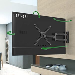 barkan long tv wall mount, 13-65 inch full motion articulating - 4 movement flat/curved screen bracket, holds up to 79lbs, extremely extendable, fits led oled lcd