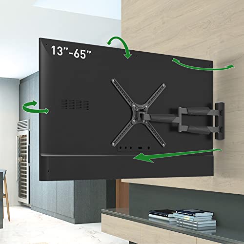 Barkan Long TV Wall Mount, 13-65 inch Full Motion Articulating - 4 Movement Flat/Curved Screen Bracket, Holds up to 79lbs, Extremely Extendable, Fits LED OLED LCD