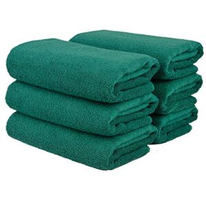 cleaning washcloth towels - large 27" x 16" microfiber rags - highly absorbent, lint free streak free for house, kitchen, car, window detailing reusable shop towels (6-pack, forest green)