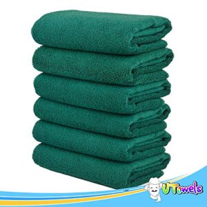 Cleaning Washcloth Towels - Large 27" x 16" Microfiber Rags - Highly Absorbent, Lint Free Streak Free for House, Kitchen, Car, Window Detailing Reusable Shop Towels (6-Pack, Forest Green)