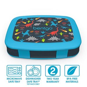 Bentgo Prints Insulated Lunch Bag Set With Kids Bento-Style Lunch Box and 4 Reusable Ice Packs (Dinosaur)