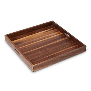 Thingamajigz Extra Large 24" x 24" Black Walnut wooden ottoman serving tray with 4 FREE coasters