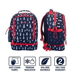 Bentgo 2-in-1 Backpack & Insulated Lunch Bag Set With Kids Prints Lunch Box and 4 Reusable Ice Packs (Space Rockets)