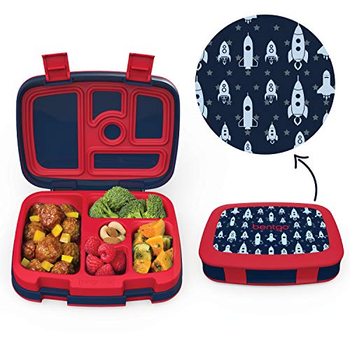 Bentgo 2-in-1 Backpack & Insulated Lunch Bag Set With Kids Prints Lunch Box and 4 Reusable Ice Packs (Space Rockets)