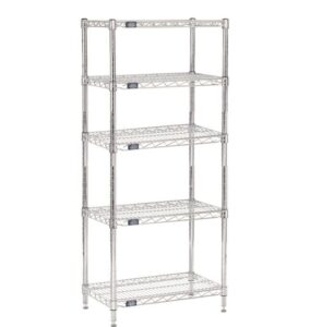 nexel - 18" x 24" x 63", 5 tier, nsf listed adjustable wire shelving, unit commercial storage rack, chrome, leveling feet