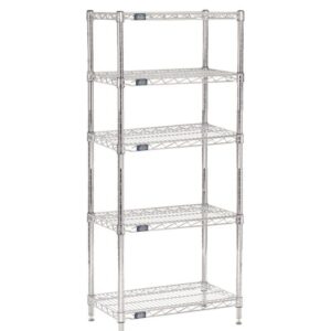 Nexel - 18" x 24" x 63", 5 Tier, NSF Listed Adjustable Wire Shelving, Unit Commercial Storage Rack, Chrome, Leveling feet