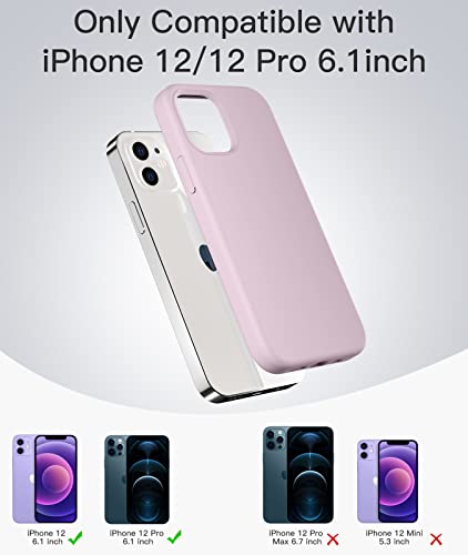 LEOMARON Compatible with iPhone 12 and iPhone 12 Pro Case 6.1 inch, Liquid Silicone Full Body Protection Cover Case with Soft Microfiber Cloth Lining for iPhone 12 and iPhone 12 Pro 2020, Lavender