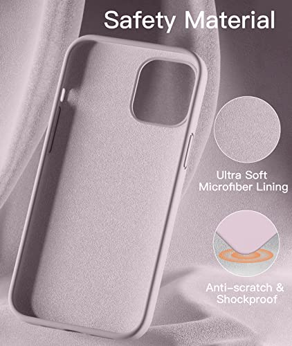 LEOMARON Compatible with iPhone 12 and iPhone 12 Pro Case 6.1 inch, Liquid Silicone Full Body Protection Cover Case with Soft Microfiber Cloth Lining for iPhone 12 and iPhone 12 Pro 2020, Lavender