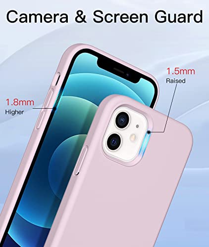 LEOMARON Compatible with iPhone 12 and iPhone 12 Pro Case 6.1 inch, Liquid Silicone Full Body Protection Cover Case with Soft Microfiber Cloth Lining for iPhone 12 and iPhone 12 Pro 2020, Lavender