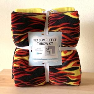 flames anti-pill no-sew throw fleece fabric kit (50x60)