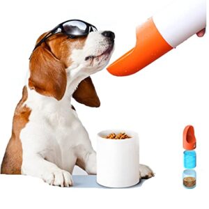 dog water bottle portable small animals water bottle food dish bowl dispenser for walking traveling hiking, multifunctional outdoor food detachable combo cup pet drinking bottle for cat rabbit puppy