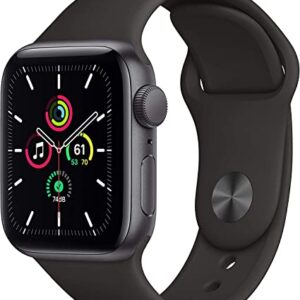 Apple Watch SE (GPS, 44mm) - Space Gray Aluminum Case with Black Sport Band (Renewed)