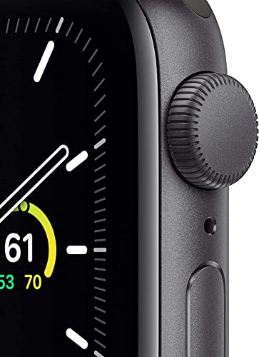 Apple Watch SE (GPS, 44mm) - Space Gray Aluminum Case with Black Sport Band (Renewed)