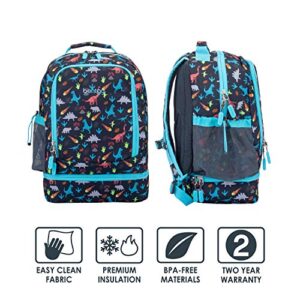 Bentgo 2-in-1 Backpack & Insulated Lunch Bag Set With Kids Prints Lunch Box and 4 Reusable Ice Packs (Dinosaur)