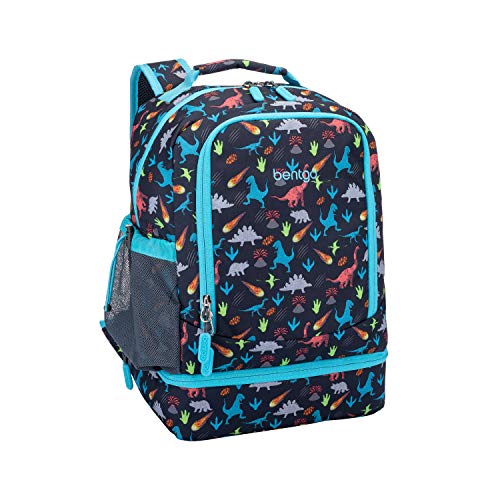 Bentgo 2-in-1 Backpack & Insulated Lunch Bag Set With Kids Prints Lunch Box and 4 Reusable Ice Packs (Dinosaur)