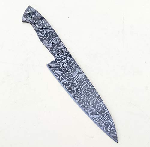 Handmade Damascus Chef knife Kitchen Knife Blank Blade fixed blade knife VK3542 (Silver 3)