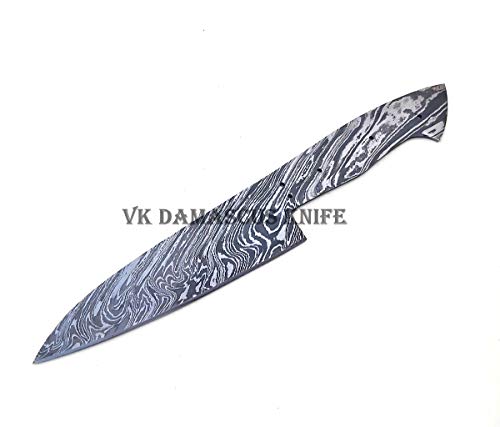 Handmade Damascus Chef knife Kitchen Knife Blank Blade fixed blade knife VK3542 (Silver 3)