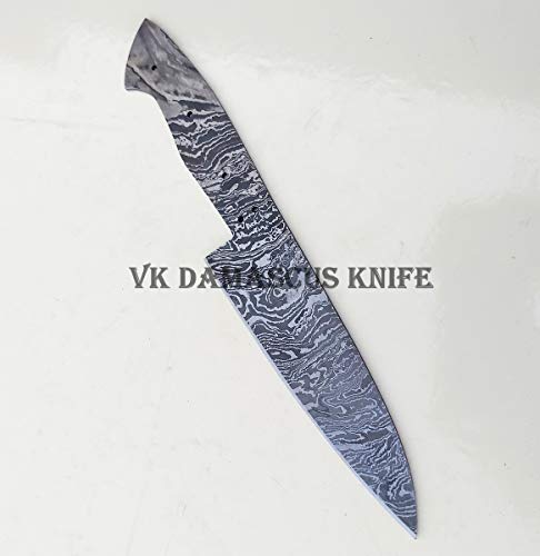 Handmade Damascus Chef knife Kitchen Knife Blank Blade fixed blade knife VK3542 (Silver 3)