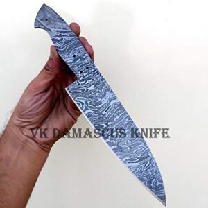 Handmade Damascus Chef knife Kitchen Knife Blank Blade fixed blade knife VK3542 (Silver 3)