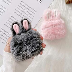 Guppy Compatible with AirPods Pro Furry Bunny Case Girls 3D Cartoon Cute Rabbit Ears Plush Fluffy Warm Carrying Case Soft Protective Case Cover Accessories for AirPods Pro 2019 Pink
