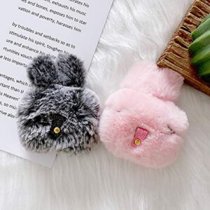 Guppy Compatible with AirPods Pro Furry Bunny Case Girls 3D Cartoon Cute Rabbit Ears Plush Fluffy Warm Carrying Case Soft Protective Case Cover Accessories for AirPods Pro 2019 Pink