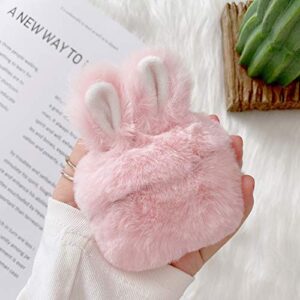 Guppy Compatible with AirPods Pro Furry Bunny Case Girls 3D Cartoon Cute Rabbit Ears Plush Fluffy Warm Carrying Case Soft Protective Case Cover Accessories for AirPods Pro 2019 Pink