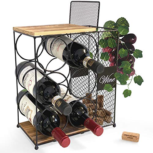 Anna Stay Countertop Wine Rack - Wine Bottle Holder with Cork Storage, Decorative Wine Racks - Wine Gifts for Women & Beautiful Housewarming Gift, Stylish Wine Bottle Holder for Your Home Decor