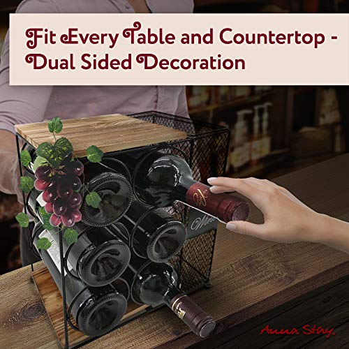 Anna Stay Countertop Wine Rack - Wine Bottle Holder with Cork Storage, Decorative Wine Racks - Wine Gifts for Women & Beautiful Housewarming Gift, Stylish Wine Bottle Holder for Your Home Decor