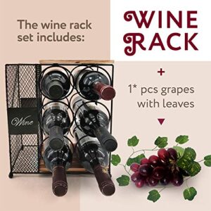 Anna Stay Countertop Wine Rack - Wine Bottle Holder with Cork Storage, Decorative Wine Racks - Wine Gifts for Women & Beautiful Housewarming Gift, Stylish Wine Bottle Holder for Your Home Decor