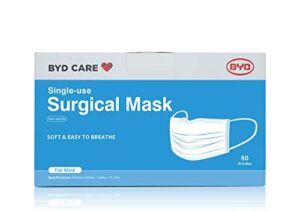 byd care single-use level ii ear loop mask, non-sterile, appropriate for medical or personal use (50)