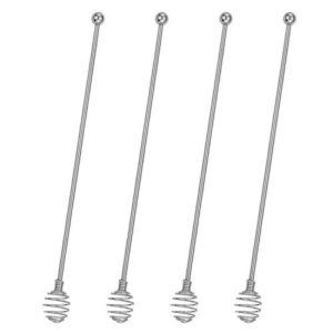 coffee stir sticks,burlihome stainless steel swizzle sticks 4pcs reusable beverage stirrers with honey shape