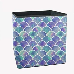 dremagia collapsible storage bin cube container large fabric toy storage box basket, mermaid fish scales