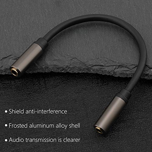 Pasow 3.5mm Female to Female Adapter Cable TRS Stereo Audio AUX Connector Cod for Headphones, Car, HiFi - 15cm/6inch (Coffee)