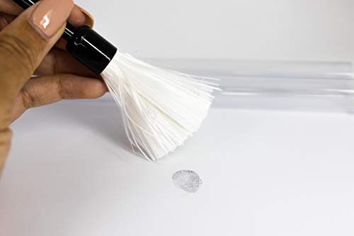 Taction Professional Fiberglass Fingerprint Brush, White (Includes Protective Tube case)