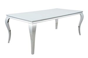 coaster home furnishings carone rectangular glass top white and chrome dining table (115081)
