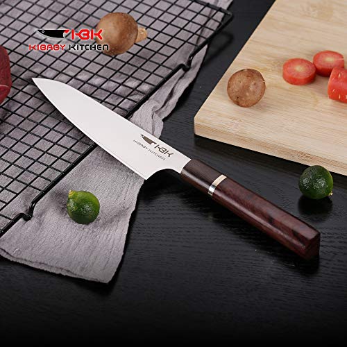 Kbk Japanese Gyutou Forged Kitchen Knife SUS304 Stainless Steel Blade and Hard Alloy Edge 63 HRC Super Sharp with Ebony Wooden Handle Comfort Hold