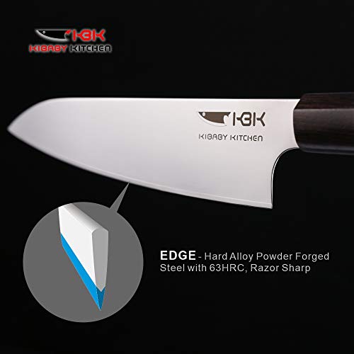 Kbk Japanese Gyutou Forged Kitchen Knife SUS304 Stainless Steel Blade and Hard Alloy Edge 63 HRC Super Sharp with Ebony Wooden Handle Comfort Hold