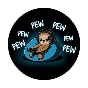 Pew Pew Cute Gamer Sloth Video Game Controller Gaming Black PopSockets Grip and Stand for Phones and Tablets