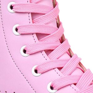 Comeon Women Roller Skates PU Leather High-top Roller Skates Four-Wheel Roller Skates Double Row Shiny Roller Skating for Indoor Outdoor (Pink Flash,8.5 M US)