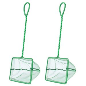 mogoko 2 pack fish net, 5.0 inch fine mesh aquarium net with 10.0 inch long plastic handle for fish tank