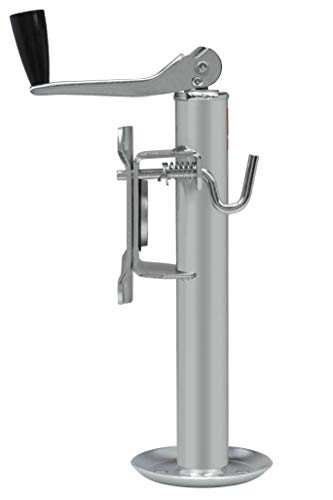 bROK Products 15936 Side Mount Top Wind Trailer Jack with Footplate - 1000 lb, Silver
