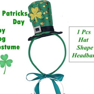 St Patrick's Day Hat for Dogs and Buffalo Plaid St. Patty's Green Dog Bandana