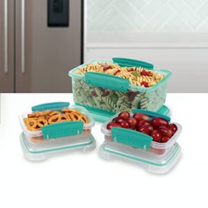 Sistema 10 Piece Food Storage Containers with Salad Dressing and Condiment Containers and Lids for Meal Prep, Dishwasher Safe, Clear/Green