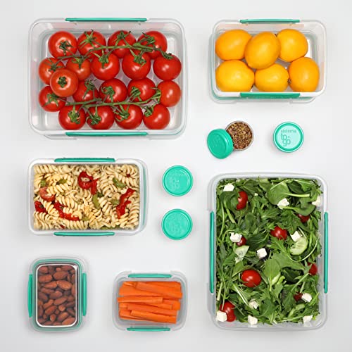 Sistema 10 Piece Food Storage Containers with Salad Dressing and Condiment Containers and Lids for Meal Prep, Dishwasher Safe, Clear/Green