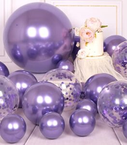 aule 100pcs purple metallic balloons different sizes 18/12/10/5 inch chrome latex shiny helium balloons party decoration for birthday carnival wedding baby shower graduation