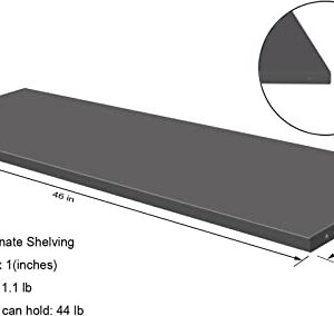 HOMSPARK 1-Piece Metal Laminate Shelving with 4 Screws, 46”X13”X1” Suitable for Storage Shed Cabinet, Volume - Weight of 44 lb, Easy to Assemble or Disassemble (Color:Black)