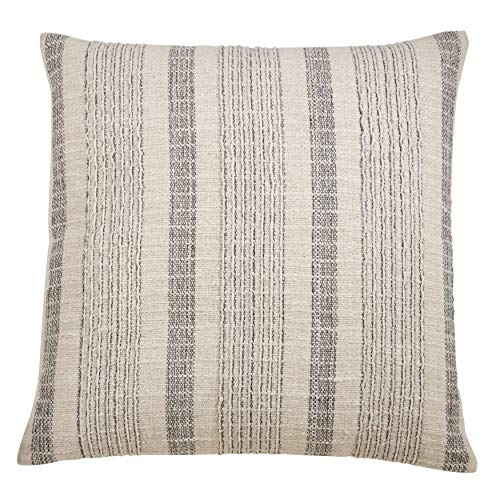 Saro Lifestyle Alexandria Collection Woven Striped Poly Filled Throw Pillow, 22", Ivory